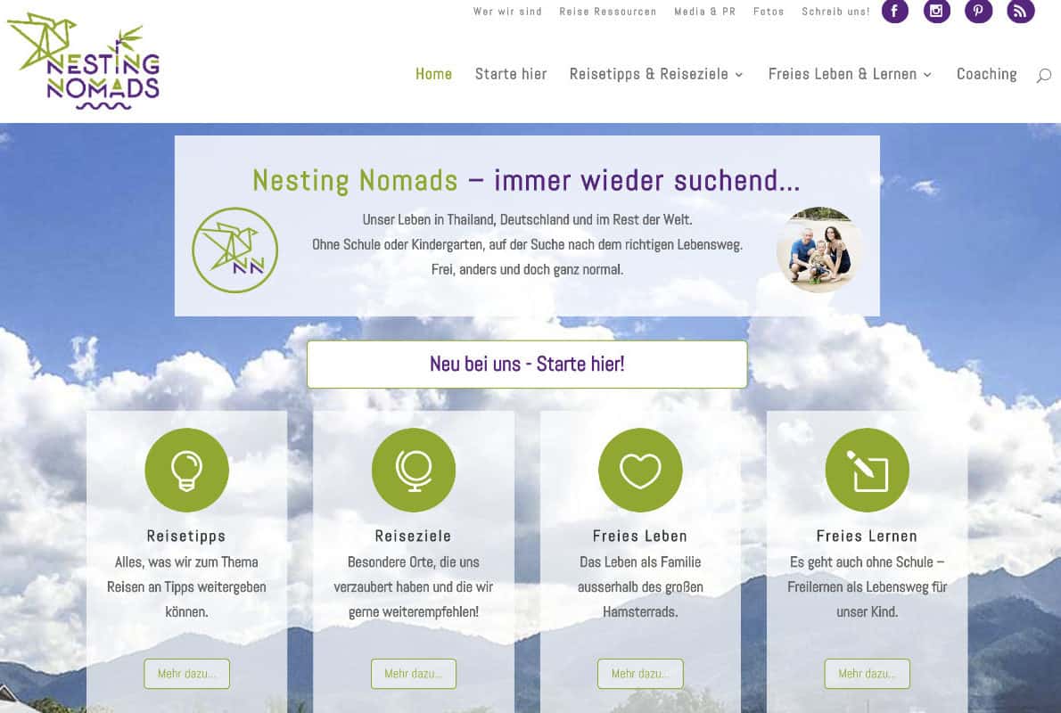 Nesting Nomads Divi Theme Example