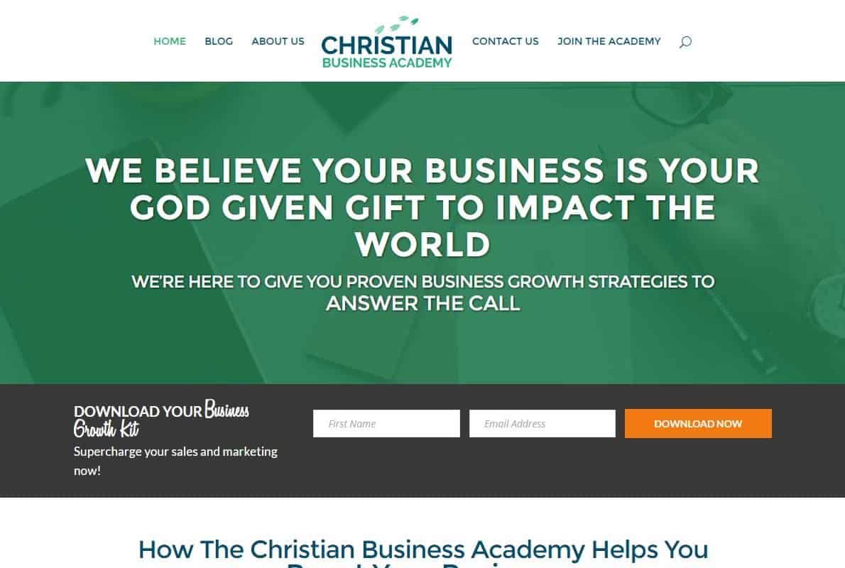 Christian Business Academy Divi Theme Example