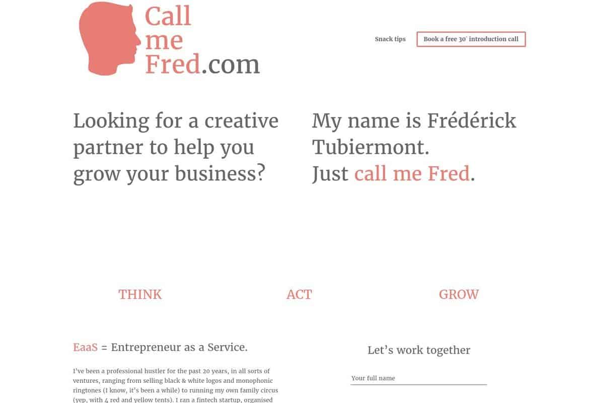 Call Me Fred Divi Theme Example