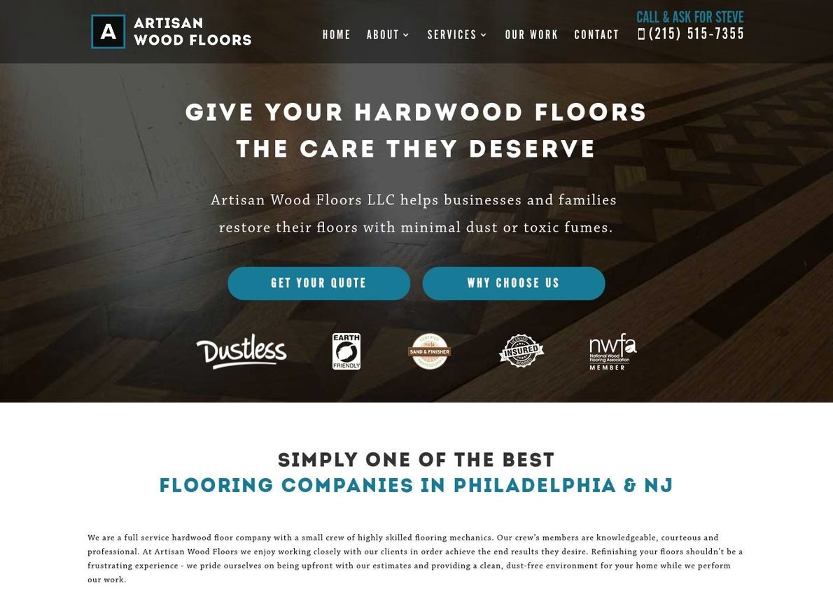 Artisan Wood Floors LLC Divi Theme Example