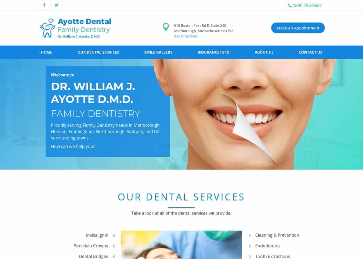 Ayotte Dental Family Dentistry Divi Theme Example