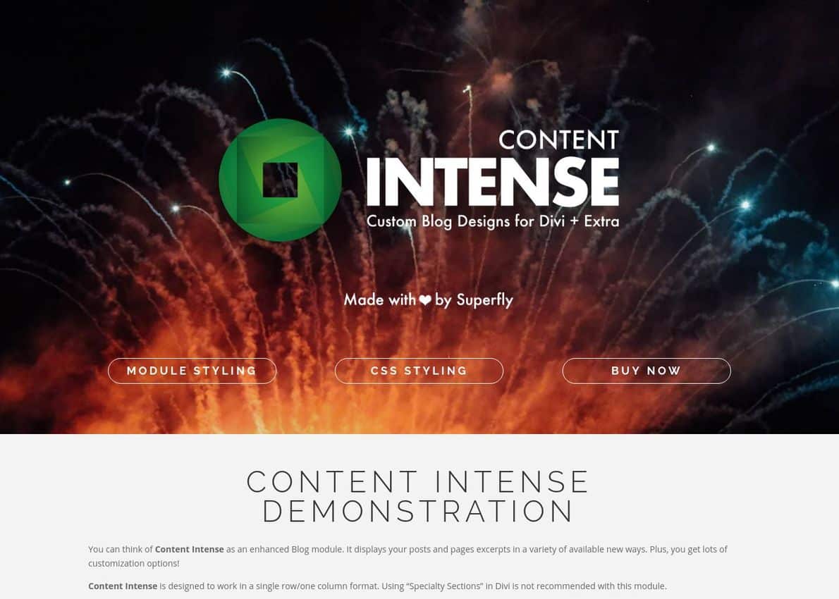 Content Intense Plugin Divi Theme Example