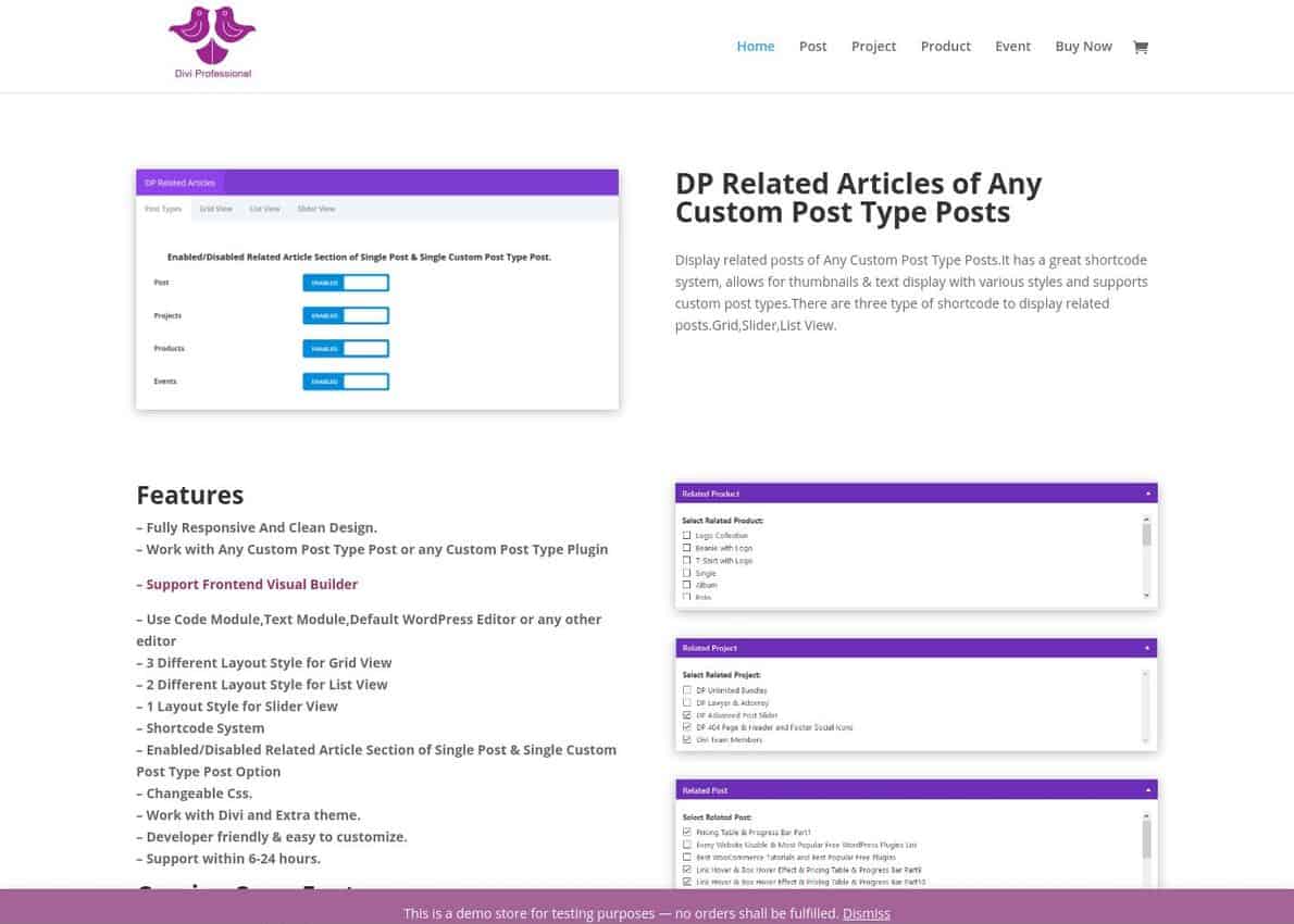 DP Related Articles of Any Custom Post Type Posts Divi Theme Example