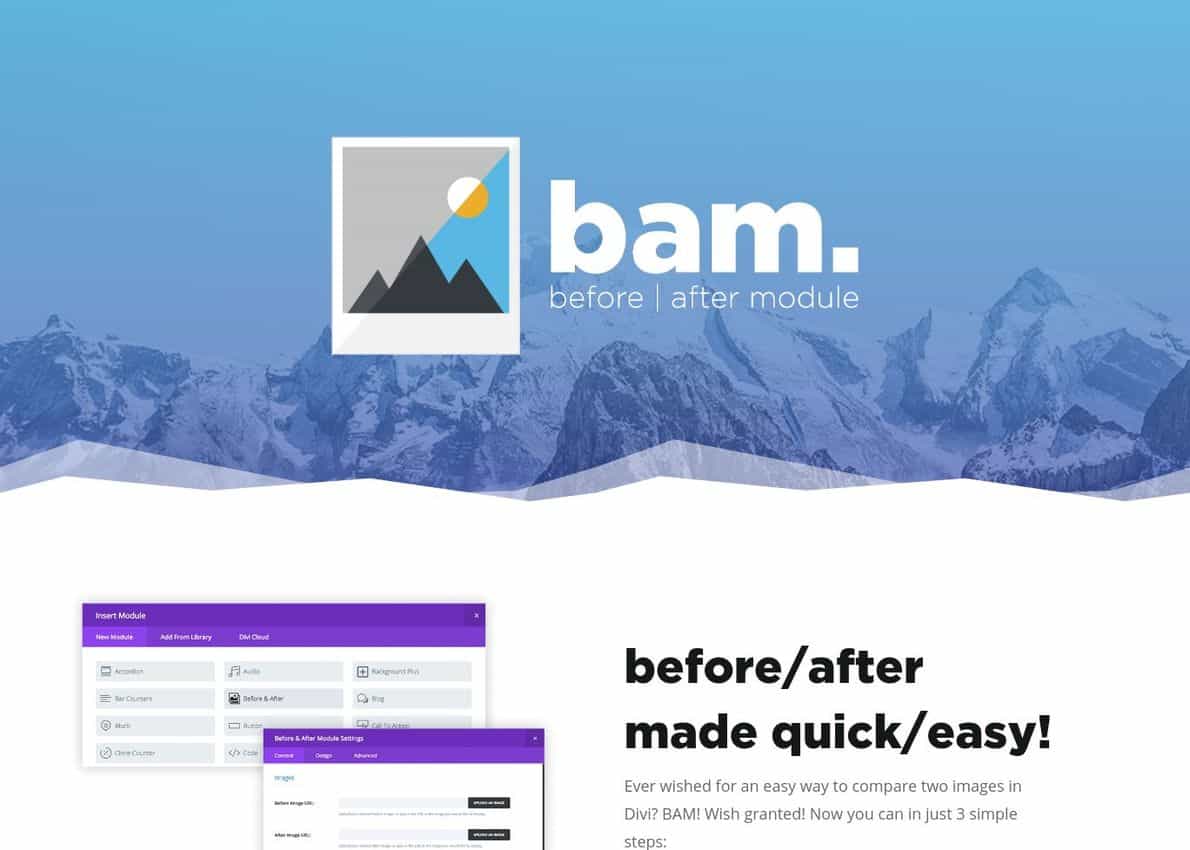 Divi Before/After Module – bam Divi Theme Example