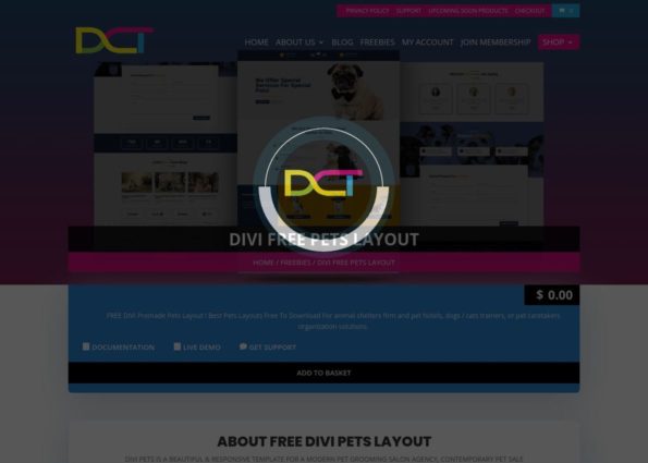 Divi Free Pets Layout on Divi Gallery