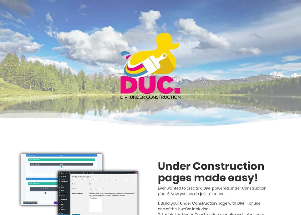Divi Under Construction – DUC Divi Theme Example