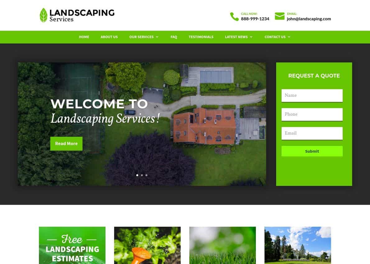 Landscaping Theme Divi Theme Example