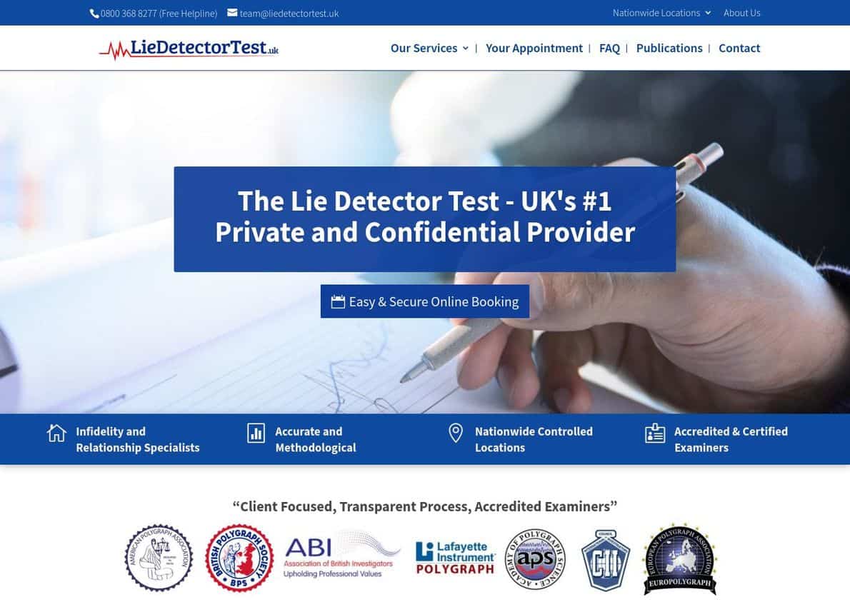 Lie Detector Test UK Divi Theme Example