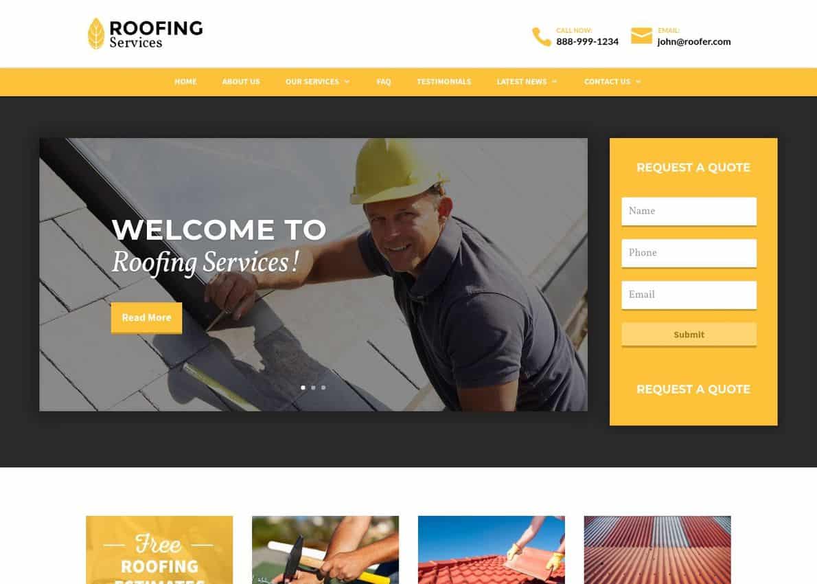 Roofing Theme Divi Theme Example