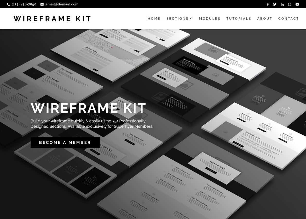 Wireframe Kit Divi Theme Example