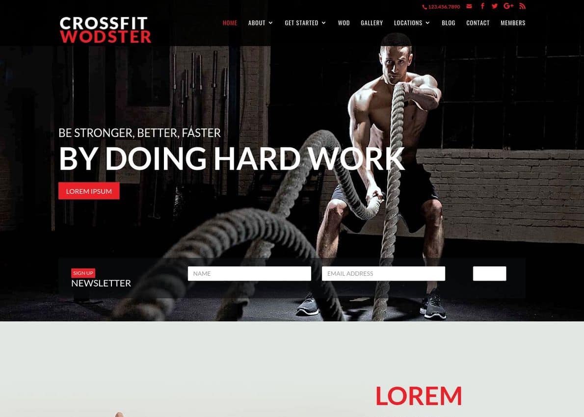 Wodster Fitness Theme Divi Theme Example