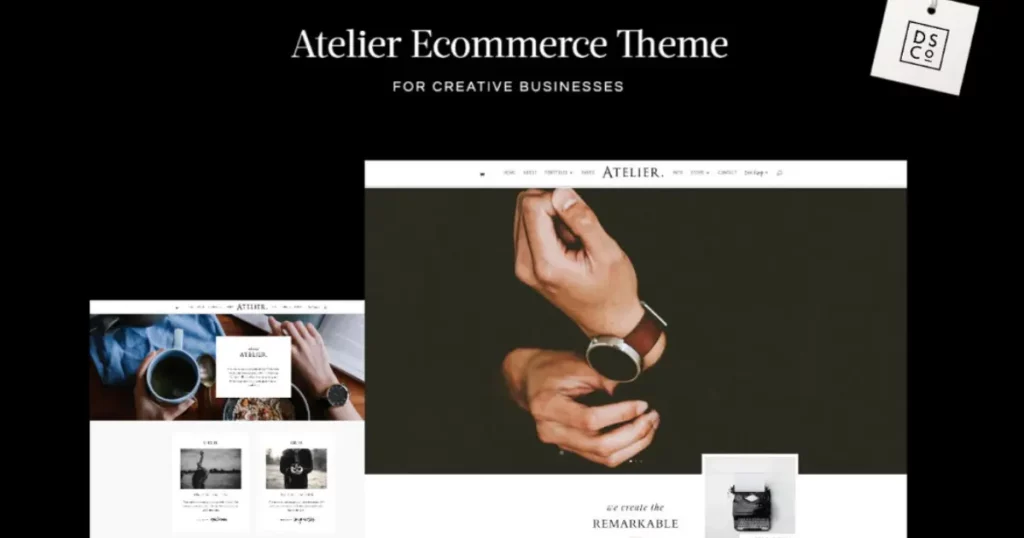 Atelier Divi child theme creative portfolio homepage template with gallery sections and minimalist design